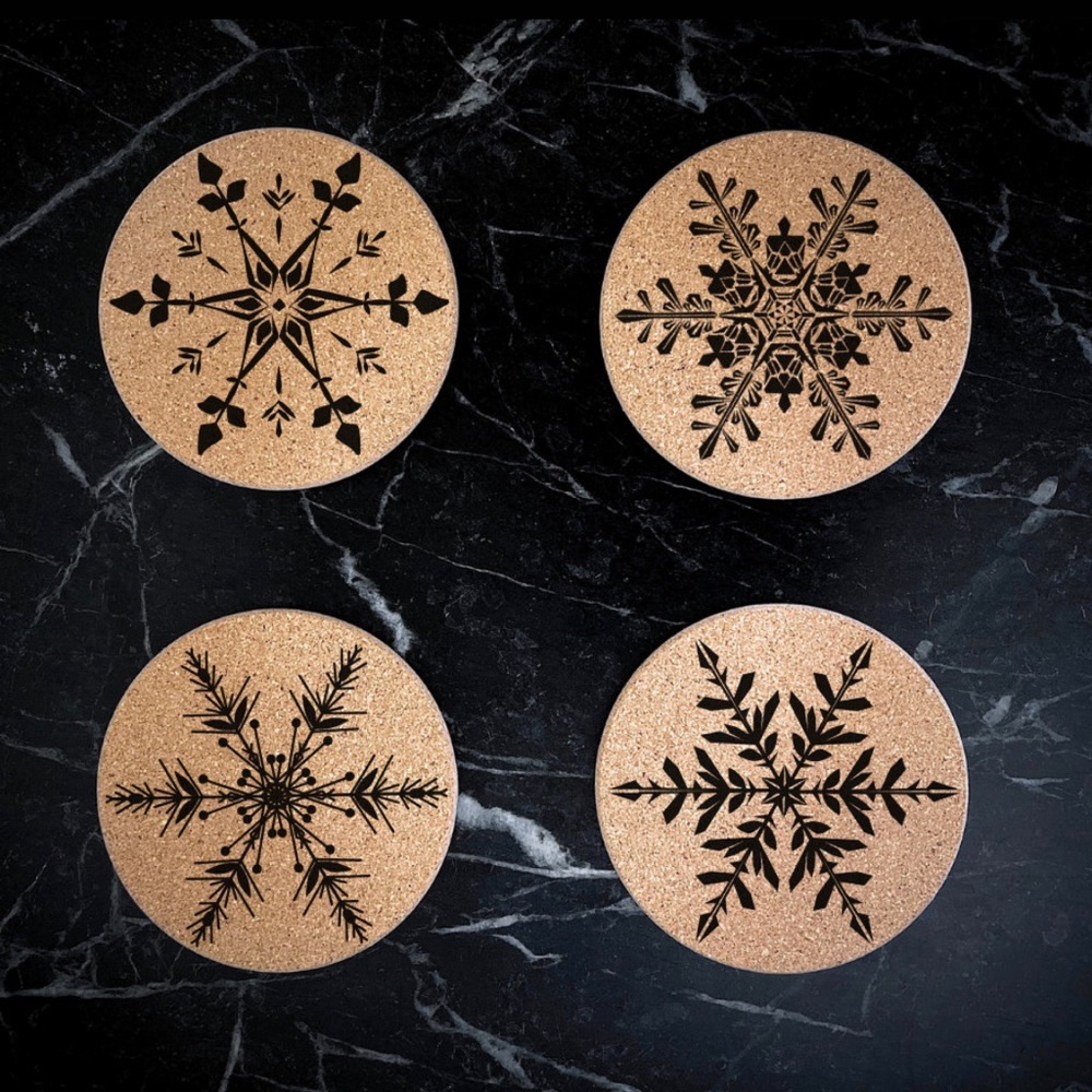 Snowflake cork coaster